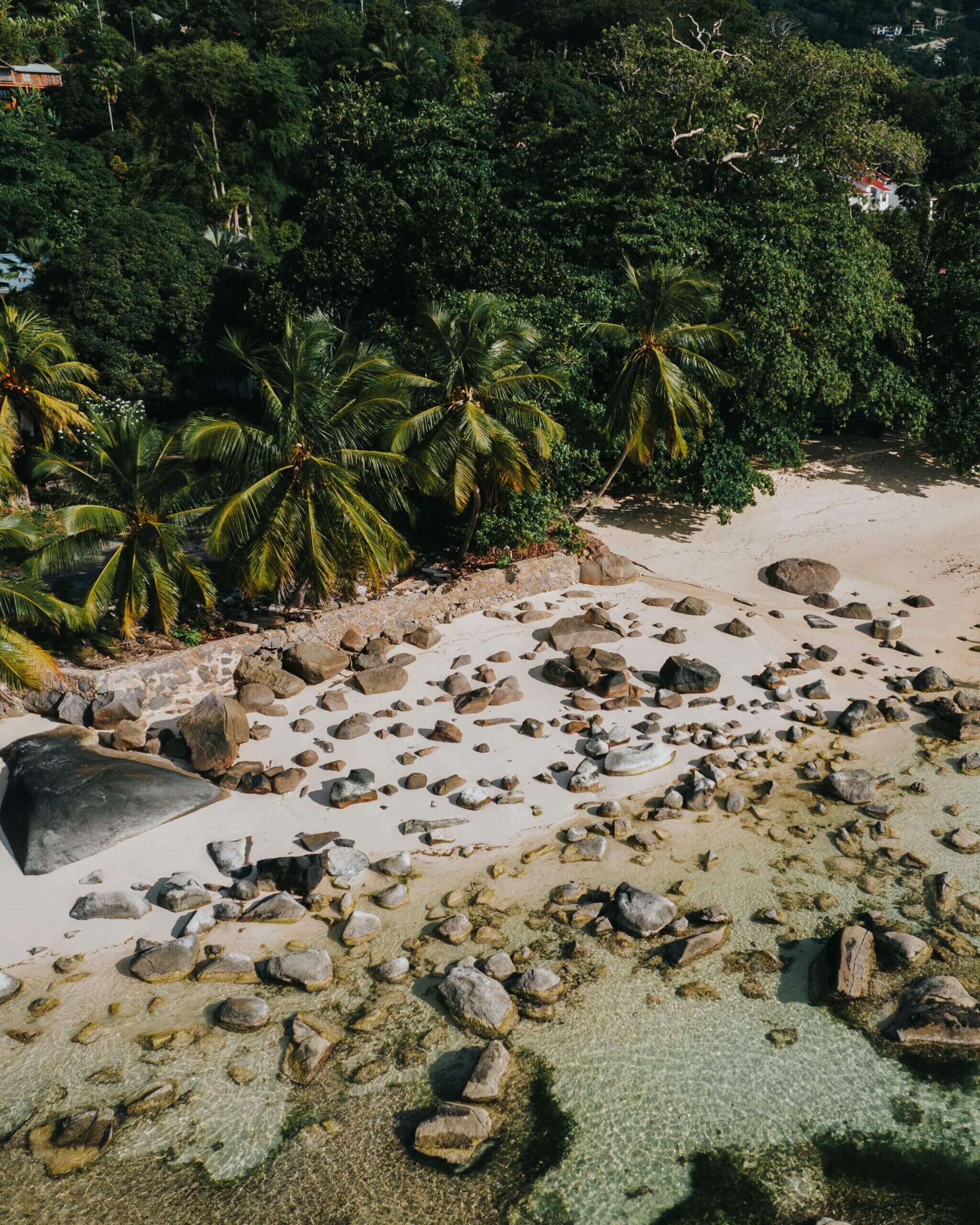 Beach with rocks on the shore